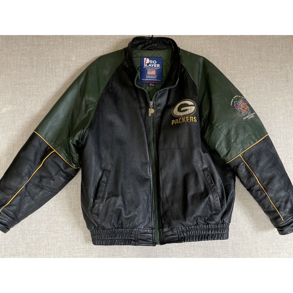 VTG Pro Player Green Bay Packers Super Bowl XXXI‎ Leather Jacket Men's XL